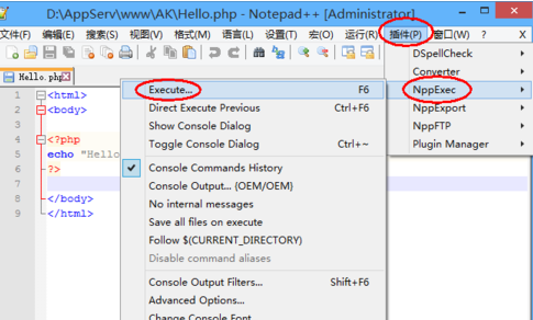 使用Notepad++编译运行php的具体操作