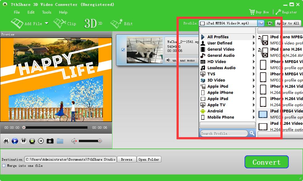 7thShare 3D Video Converter