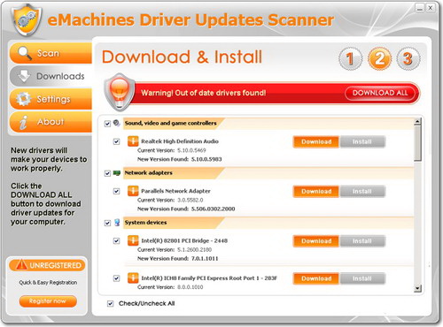 eMachines Driver Updates Scanner